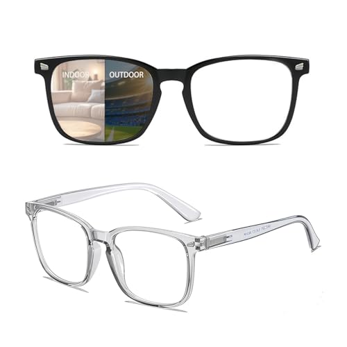 Genérico Gafas De Lectura Para Mujeres Y Hombres, Gafas De Lectura Fotocromáticas, Anti Luz Azul Con Bisagras De Muelle(Gris transparente,1.5x)