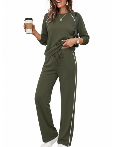 Ekoauer Lounge Sets for Women 2 Piece Matching Outfits Army Green Small - image 2