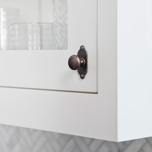 Image of Goo-Ki Antique Oil Rubbed Bronze Zinc Alloy Cabinet Knob with Backplate - Single Hole Center Cabinet Pull Hardware for Bedroom, Kitchen, 2 Pack(8611-G013)