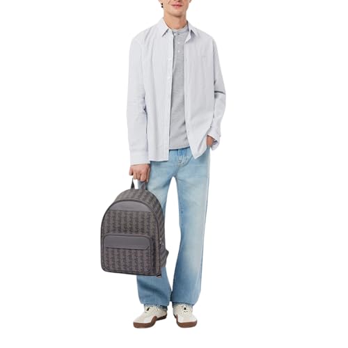 Image of Lacoste Mens The Blend Monogram Backpack, Monogram Brown, One Size