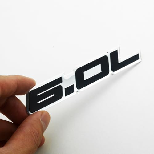 Image of 2Pc 6.0L Logo Emblem Aluminum Premium 6.0 Badge Car Door Sticker Side Decal Auto Trunk Replacement for Universal Vehicle (Chrome Black)
