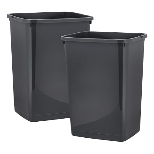 Superio Large Kitchen Trash Can 13 Gallon, 52 Qt Waste Bin for Kitchen, Garage, Indoor and Outdoor Trash Can (2, Grey)