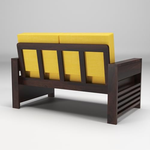 Image of Sheesham Wooden 4 Seater Sofa for Living Room | Rosewood 4 Seater Cushion Sofa with Side Teapoy for Home & Office | Solid Wood Sofa Set for Lounge (Walnut,Grey,2+2 Seater)
