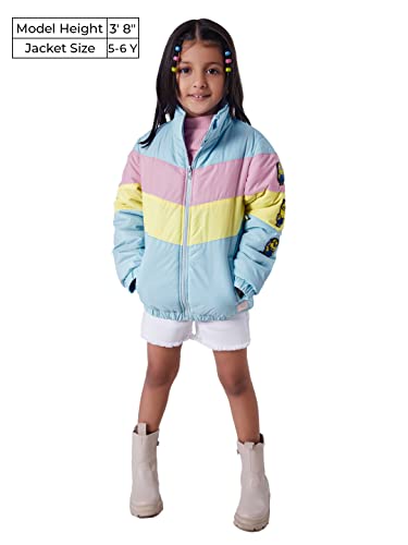Image of The Souled Store| Official Minions: Characters Girls and Kids Jackets| Regular Fit Graphic Printed|Full Sleeve|100% Polyester Multicolored Girls Puffer Jackets