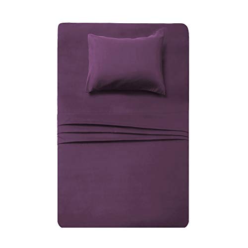 Best Season Twin Size Sheet Set - 3 Piece Set(Twin,Purple),100% Brushed Microfiber 1800 Luxury Bedding,Hypoallergenic,Soft & Fade Resistant #TOP4