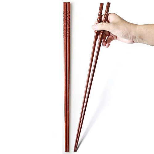 Palillos largos de madera natural de 42 cm, palillos largos de madera tradicional china para Hotpot, Frying, Cooking, Noodle, 2 pares