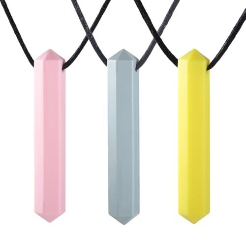 JYNXOR 3 Pcs Masticar Collar, Silicona Collar Mordedor Para Niños, Collar De Masticación Sensorial, Mordedor Autismo, Mordillo, Mordedores Niños Autistas,Juguetes de Mordedores ADHD,SPD,ASD/SD,Autismo