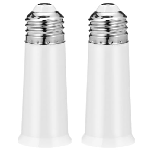 QWORK E26 Light Socket Extender 2.56 Inch Extension 2 PackMedium Screw Base Adapter Max 200W Heat Resistant Flame Retardant Material Easy Twist Installation