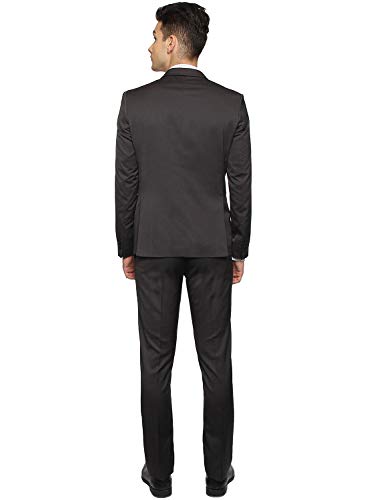 Image of Blackberrys Men Polyester Solid Slim Burgundy Peak Suit