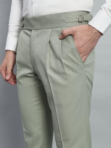 Image of FASHIONEMPIRE Men's Formal Trousers Front Pleated Double Button Gurkha Zion Pant Slim Fit | Stylish Formal Pant for Party and Casual Wear