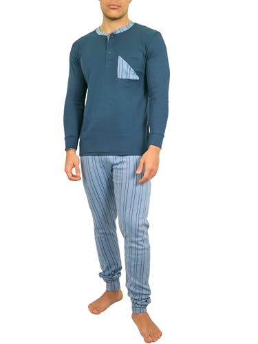 Karelpiù - Pijama de hombre de algodón Interlock, pijama de invierno cálido y suave, comodidad total, pijama de invierno para hombre con bolsillos, idea regalo, Modelo 8, M
