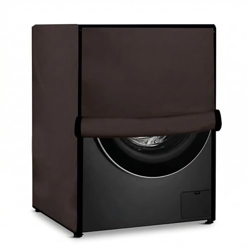 Image of Waterproof & Dustproof Front Load Washing Machine Cover Compatible for LG 12kg (FHD1208STB) | UV-Protective Washing Machine Cover | Anti-Slip Polyester | Easy to Clean & Zipper (Coffee)
