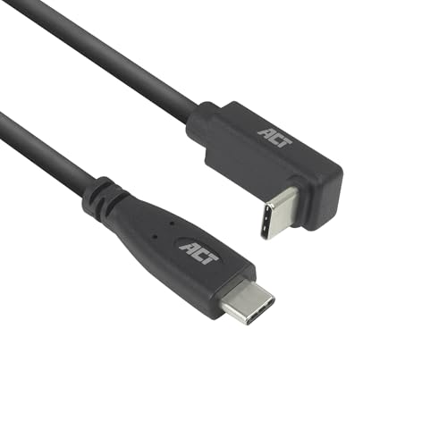 ACT Cavo angolare C 0.5 m PD 60 W connettore C 90 gradi destra velocità dati 10 Gbps risoluzione video 4 K a 60 Hz cavo Type C cavo dati cavo di ricarica usb