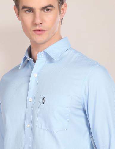 Image of U.S. Polo ASSN. Solid Tailored Fit Shirts for Men - 100% Cotton, Full Sleeve Mens Casual Shirts