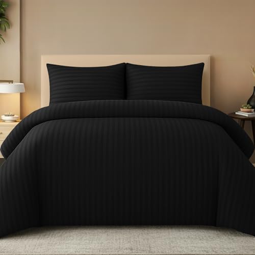 Pamposh juego de ropa de cama 260x220 cm – set de 3 piezas de microfibra con 1 funda nórdica de 260x220 cm y 2 fundas de almohada de 50x80 cm, suave, transpirable, no necesita planchado, con