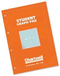 Chartwell Student Graph Pad 70gsm 1mm 5mm 10mm Grid 50 Sheets A4 Orange ...