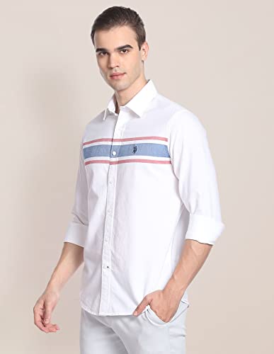 Image of U.S. Polo ASSN. Men's Cotton Striped Regular Fit Horizontal Stripe Oxford Casual Shirt