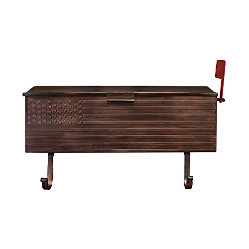 Image of Oakland Living AZ620-COPPER Copper Patriotic Metal Outgoing Mail Flag and Newspaper Hangers Wall Mount Mailbox