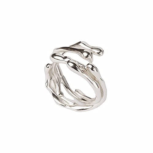 Leadigol 2PCS Irregular Ring Opening Ring Simple Personality Ring Geometric Shape Branches Hollow Rings Gifts for Women Birthday Christmas