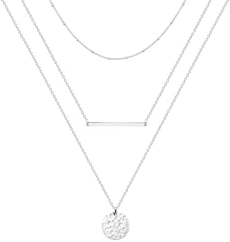 Ava Riley Necklace for Women, 14K Gold-Plated Dainty Choker, Silv...