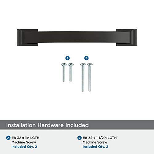 Image of Amerock 3-3 /4 inch Candler Black Bronze Drawer Pull | 3-3 /4 inch (96mm) Center-to-Center Mounting Distance and 5-3 /16 inches Overall Length, Durable Zinc Cabinet Hardware