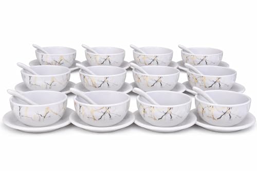 Image of Ariya Melamine Greek Soup Bowl Set Black Gold Harmony Collection Set of 12