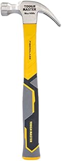 TOUGH MASTER Claw Hammer 16oz Fiberglass Shaft Non Slip Grip Handle TPR Finish Heavy Duty C45 Premium Steel Head Nail Puller Magnetic Holder 450g Light Strong Hand Tool for DIY Projects in Home Office