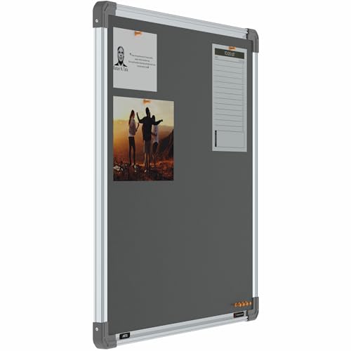 Image of Scholar Art Metis 2x2 Feet Bulletin Notice Board for Wall & Study Table | Vibrant & Versatile Crape Cloth + High Density Soft Board for Pinning Photos, Sticky Notes & Reminders (Grey)