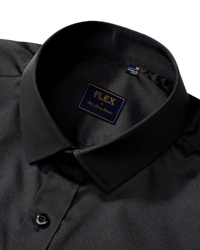 J.VER Boys Long Sleeve Shirts Solid Stretch Wrinkle-Free Dress Shirt Kids Button Down Shirt for School Black