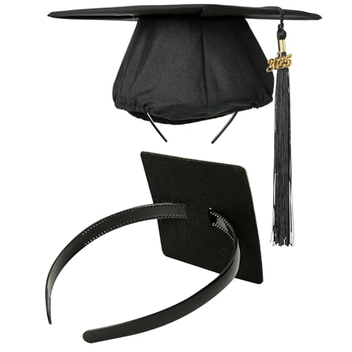PUNCHMAN Graduation Cap Headband Insert- Black 1 Pack Firm Anti-fall Hair Band,Graduation Hat Headband Holder for Secure Grad Cap And Hairstyle,Hat Accessories for Graduates,Students,Girls