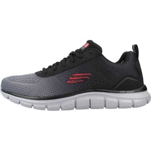 Skechers Homme Track-ripkent Flat-sheets, Garniture Anthracite En Filet Noir, 47.5 EU