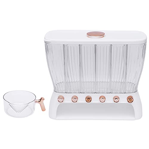 LOIRIIC Dispensador de cereales, dispensador de lente, dispensador de cereales con 6 rejillas, caja de almacenamiento de alimentos secos, dispensador de cereales para cocina con tapa, dispensador de