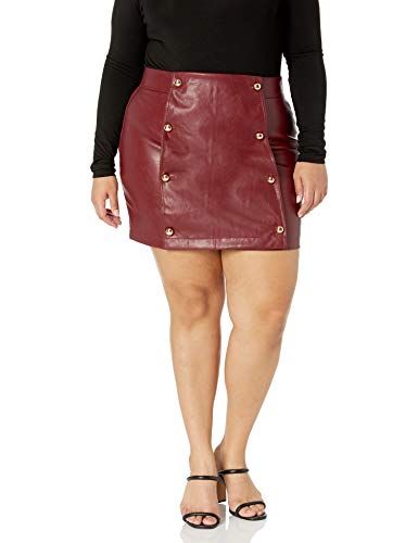KENDALL + KYLIE Women's Vegan Leather Button Detail Mini Skirt3