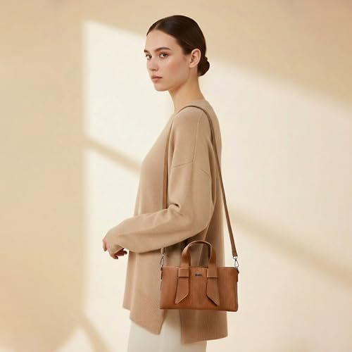 Image of EXOTIC Valeria Satchel Sling Bag for Women | Textured Leatherette Handbag with Top Handle & Detachable Crossbody Strap | Multi-Compartment Structured Purse