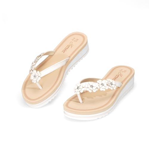 Tongs compensées femme JOMIX blanches en taille 39 pour l'été