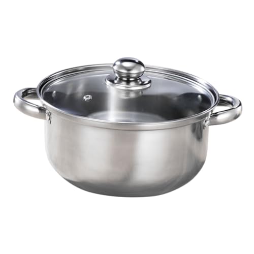 IMIKEYA Olla Para Sopa De Acero Inoxidable 22 Cm Asa De Acero Resistente y Tapa De Vidrio Transparente Multifuncional Para Cocina, Ahorro De Energía y Uso Estufas Variadas