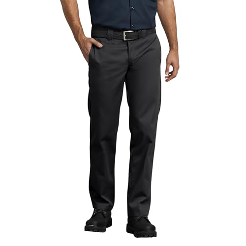 Dickies Mens Slim Straight Fit Work Utility Pants, Black, 32W x 32L US