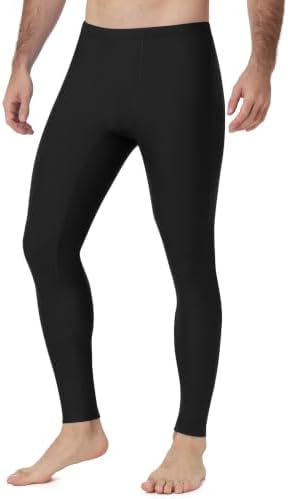 Runhit Herren Schwimmhose Lang, Eng Anliegende Badehose mit UPF 50+, Atmungsaktiv Schwimmleggings mit Tasche, Kompressionshose Rash Guard Leggings für Schwimmen, Surfen, Strand & T