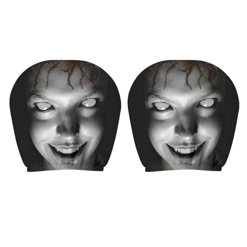 YUGSHNKFC Car Headrest Covers Soft Polyester Fabric with Funny Cartoon Print Stretchy Seat Headrest Protector for Auto Interior Decoration 2 Pack
