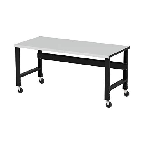 Borroughs Adjustable Height Heavy Duty Workbench with Caster Kit, 12-Gauge Stainless Steel Top, 34 in. x 72 in.