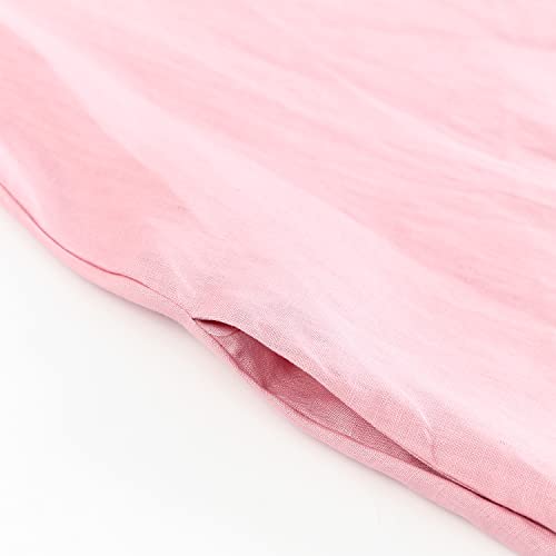 Image of Amazhiyu Women's 100% Linen High Low Midi Dress with Pocket | Summer Casual Flowy Dresses, Sleeveless Crewneck Dresses, Solid Color