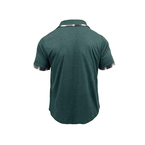 Maiyifu-GJ Men's Stylish Checkered Collar Henley Shirts Summer Lightweight Tees Pocket Casual Business Tops (Green,Large)4