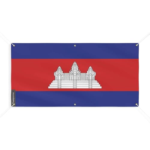 Drapeau du Cambodge 6 oeillets taille M 200x400cm grand format - 2