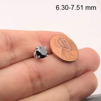 1 1/2 Cts Of 6.30-7.51 Mm Egl Usa Certified Aa Round Black Diamond Mens Stud Earring In 14K White Gold - Valentine's Day Sale #TOP5