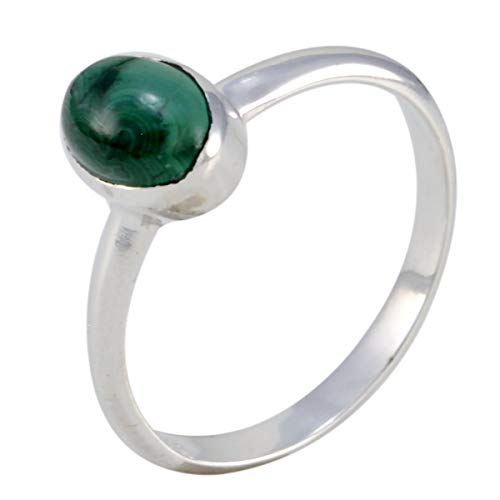 joyas plata gemas genuinas forma ovalada una piedra cabujón anillo de malaquita - anillo de malaquita verde de plata esterlina - nacimiento de diciembre sagitario Cover
