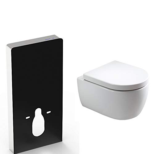WC-Komplettpaket 35: NT2039 Weiß mit Soft-Close Sitz & Sanitärmodul 805S Schwarz