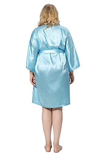 Image of MORFORU Women Bride Bridesmaid Silky Satin Kimono Robe Solid Color Sleepwear for Wedding Party Getting Ready, Short