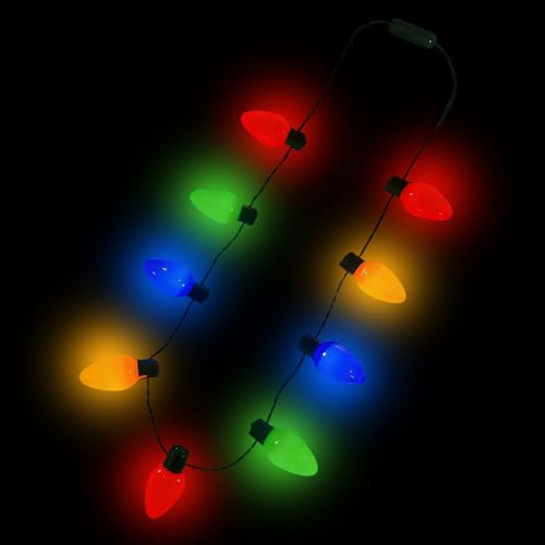 Collar con luz de Navidad, colgante de 9 bombillas LED, 3 modos de flash, collar de luces coloridas para niños, adolescentes, adultos, amigos, recuerdos de, cumpleaños, vacaciones, árbol