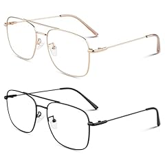 (2 Pack) Black Frame | Clear Lens +Gold Frame | Clear Lens