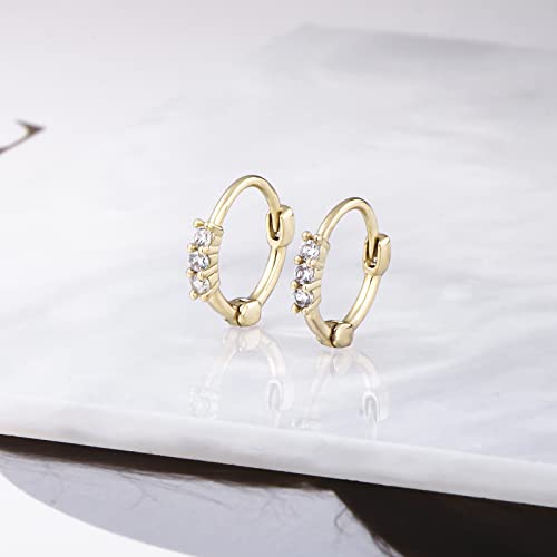 Image of DAILY VIBES Dainty Butterfly Cross CZ Small Huggie Hoop Earrings for Women | Hypoallergenic, 14K Gold Plated Hoops, Tiny Cubic Zirconia, Cartilage Hoop Earrings for Women Trendy